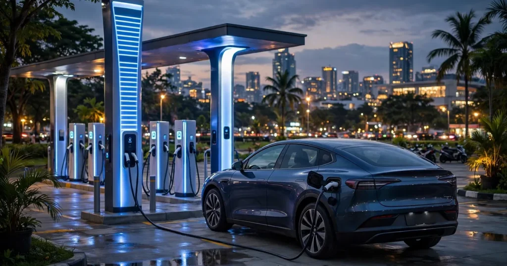 Biaya charge mobil listrik di SPKLU 2026 per kWh dan estimasi full charge